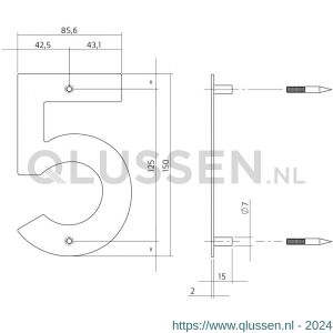 Intersteel Essentials 4020 huisnummer 5 150x2 mm RVS 0035.402075