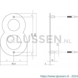 Intersteel Essentials 4020 huisnummer 8 150x2 mm RVS 0035.402078