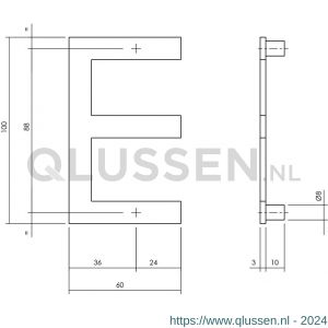 Intersteel Essentials 4026 huisletter E 100 mm RVS 0035.402605