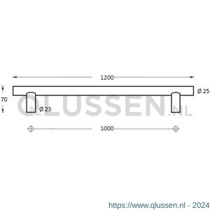 Intersteel Essentials 4325 deurgreep per stuk T-vorm 1200x70x25 mm hart op hart 1000 mm RVS 0035.432581