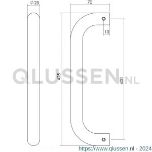 Intersteel Essentials 4333 deurgreep per stuk U-vorm 425x70x25 mm hart op hart 400 mm RVS 0035.433331