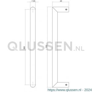 Intersteel Essentials 4335 deurgreep per stuk recht Hoek 90 graden 220x65x20 mm hart op hart 200 mm RVS met bevestiging 0035.433501