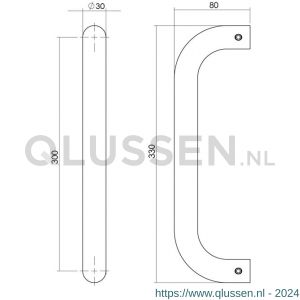 Intersteel Essentials 4340 deurgreep per stuk U-vorm 330x80x30 mm hart op hart 300 mm RVS 0035.434011