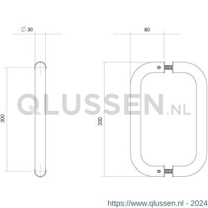 Intersteel Essentials 4340 deurgrepen per paar U-vorm 330x80x30 mm hart op hart 300 mm RVS 0035.434012