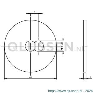 Intersteel Essentials 4380 drukverdeelrozet diameter 40 mm voor deurgrepen en type T-schuin RVS 0035.438098