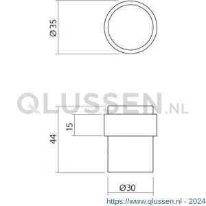 Intersteel Essentials 4420 deurstop 442070 vloermontage 30 mm RVS 0035.442070