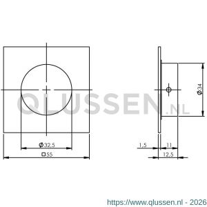 Intersteel Essentials 4476 schuifdeurkom 4-kant 34/55 mm RVS 0035.447660