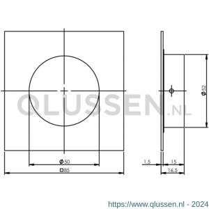 Intersteel Essentials 4476 schuifdeurkom 4-kant 52/85 mm RVS 0035.447670