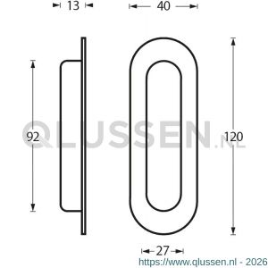 Intersteel Essentials 4476 schuifdeurkom ovaal 120x40 mm blind RVS 0035.447681
