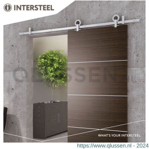 Intersteel Living 4501 schuifdeursysteem 2 meter hangrollen met open wiel 155 mm roestvast staal 0035.450122