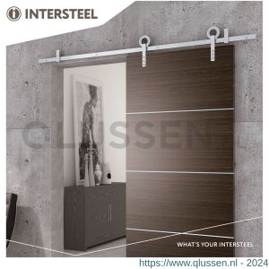 Intersteel Living 4501 schuifdeursysteem 2 meter hangrollen met open wiel 255 mm roestvast staal 0035.450123