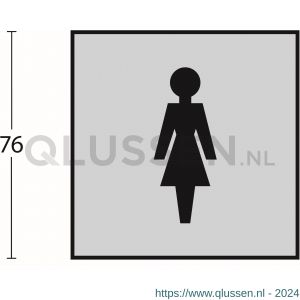 Intersteel Living 4601 pictogram zelfklevend vierkant 76x76 mm WC dames RVS 0035.460121