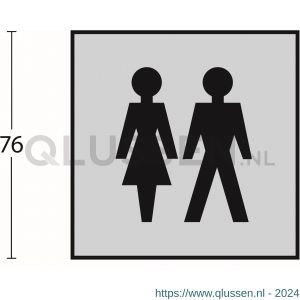 Intersteel Living 4601 pictogram zelfklevend vierkant 76x76 mm WC dames en heren RVS 0035.460122