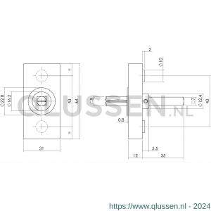 Intersteel Essentials 6050 basisplaat rechthoekig voor raamkruk hals diameter 16 insteeklengte stift 7x35 mm RVS 0035.605002