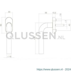 Intersteel Essentials 6156 raamkruk recht diameter 19 mm met zichtring RVS 0035.615610