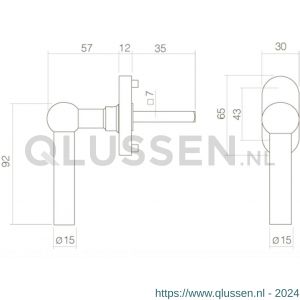 Intersteel Essentials 6156 raamkruk L-vorm bol op stalen ovale rozet stift 7x35 mm RVS 0035.615630