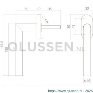 Intersteel Essentials 6250 raamkruk 625030 Hoek 90 graden op stalen ovale rozet stift 7x35 mm RVS 0035.625030