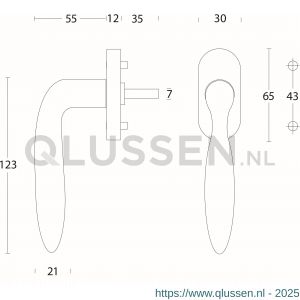 Intersteel Living 6250 raamkruk Jupiter op stalen ovale rozet stift 7x35 mm RVS 0035.625050