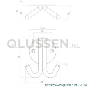 Intersteel Living 6950 jashaak dubbel op rond rozet RVS 0035.695032