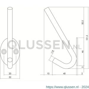 Intersteel Living 6950 hoed- en jashaak ovaal RVS 0035.695062