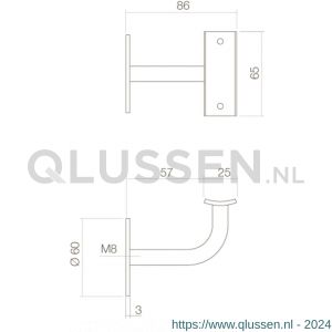 Intersteel Essentials 7300 leuninghouder gebogen opschroevend vlak zadel RVS 0035.730061