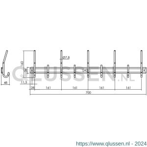 Intersteel Essentials 7380 garderobe 9 haken RVS 0035.738051