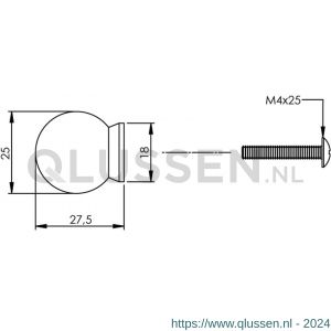 Intersteel Essentials 8510 meubelknop bolrond achterplaat diameter 25 mm RVS 0035.851021