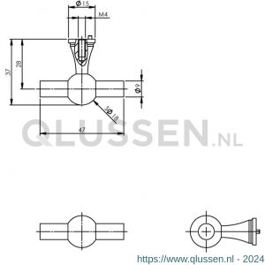 Intersteel Essentials 8510 meubelknop T-vorm conisch RVS 0035.851040