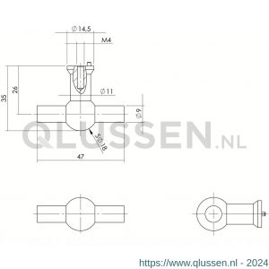 Intersteel Living 8510 meubelknop T-vorm recht 18 mm RVS 0035.851070