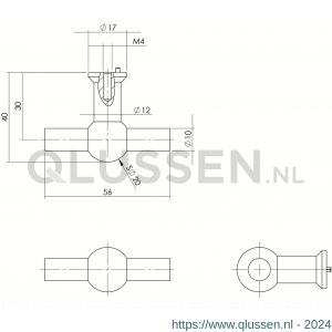 Intersteel Living 8510 meubelknop T-vorm recht 20 mm RVS 0035.851071