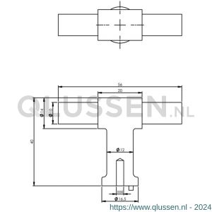 Intersteel Essentials 8510 meubelknop T-vorm 20 mm recht-recht RVS 0035.851081