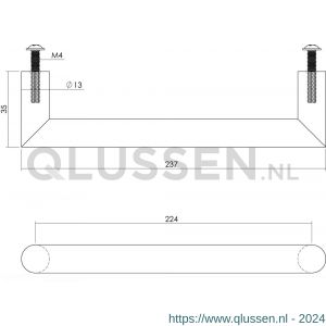 Intersteel Essentials 8926 meubelgreep hoek 892655 90 graden diameter 13x224 mm RVS 0035.892655