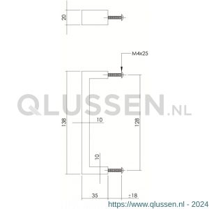 Intersteel Living 8927 meubelgreep rechthoek 20x10x128 mm RVS 0035.892760