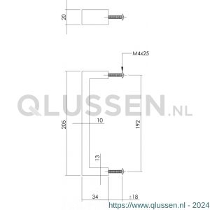 Intersteel Essentials 8927 meubelgreep rechthoek 25x13x192 mm RVS 0035.892780