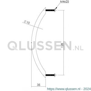 Intersteel Essentials 8976 greep 897682 gebogen diameter 10 mm 128 mm RVS 0035.897682