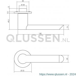 Intersteel Exclusives 0727 deurkruk Moors nummer 2 met ronde rozet diameter 52x5 mm geveerd RVS gepolijst-zwart 0036.072702V