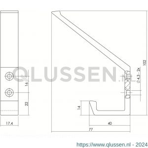 Intersteel Living 6910 kapstokhaak met verticale schroefgaten aluminium 0081.691010