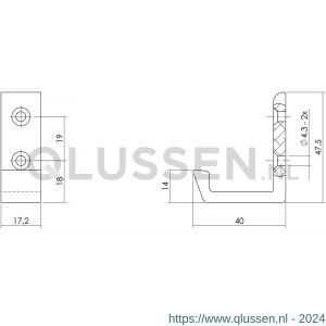 Intersteel Living 6910 jashaak met verticale schroefgaten aluminium 0081.691030