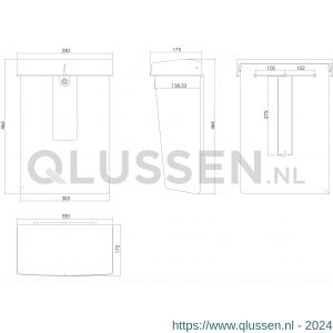 Intersteel Essentials 4900 postkast Summus kunststof met slot 2 sleutels zwart RAL 9005 0090.490001