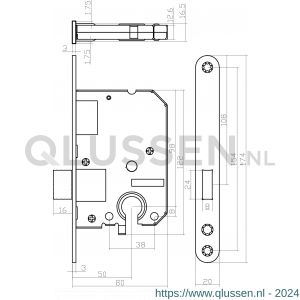 Intersteel Essentials 9541 woningbouw cilinder kastslot 55 mm voorplaat afgerond wit gelakt 20x174 mm doorn 50 mm met sluitplaat 0094.954129
