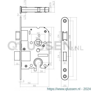 Intersteel Essentials 9542 woningbouw cilinder dag- en nachtslot 55 mm voorplaat afgerond RVS 20x174 mm doorn 50 mm met sluitplaat 0094.954229