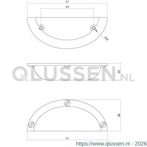 Intersteel Living 8752 komgreep 64/97 mm ijzer grijs 0095.875250