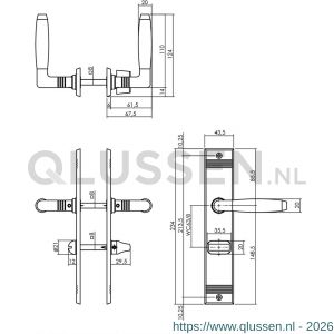 Intersteel Living 0238 deurkruk Ton basic met schild groef 235x43x5 mm WC 63/8 mm mat nikkel-ebbenhout 1219.023865