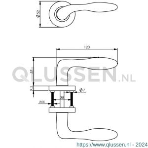 Intersteel Living 1695 deurkruk George op geveerde schroefdraad rozet diameter 53x8 mm met 7 mm nokken mat nikkel 1219.169502