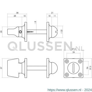 Intersteel Living 3183 WC-sluiting 8 mm Basic vierkant mat nikkel 1219.318361