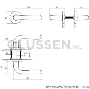 Intersteel Living 0053 deurkruk Merredin met rozet diameter 50x7 mm met 7 mm nokken aluminium-zwart 1223.005302