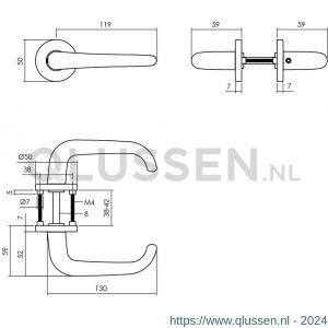 Intersteel Living 0056 deurkruk Cue met rozet diameter 50x7 mm met 7 mm nokken aluminium-zwart 1223.005602