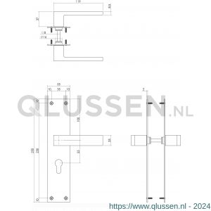 Intersteel Living 0571 deurkruk Amsterdam met langschild 250x55x2 mm PC 55 mm RVS-zwart 1223.057129
