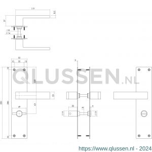 Intersteel Living 0571 deurkruk Amsterdam met langschild 250x55x2 mm WC 63/8 mm RVS-zwart 1223.057165