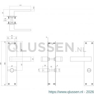Intersteel Living 0571 deurkruk Amsterdam met langschild 250x55x2 mm WC 63/8 mm RVS-zwart 1223.057165